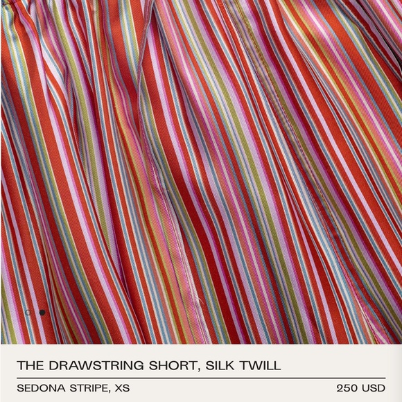 Comme Si THE DRAWSTRING SHORT, SILK TWILL SEDONA STRIPE size small - Picture 2 of 5